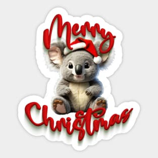 Merry Christmas Koala with A Xmas Santa Hat from Australia Sticker